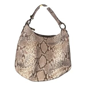 Michael Kors Fulton Brown Snakeskin Hobo Shoulder Bag